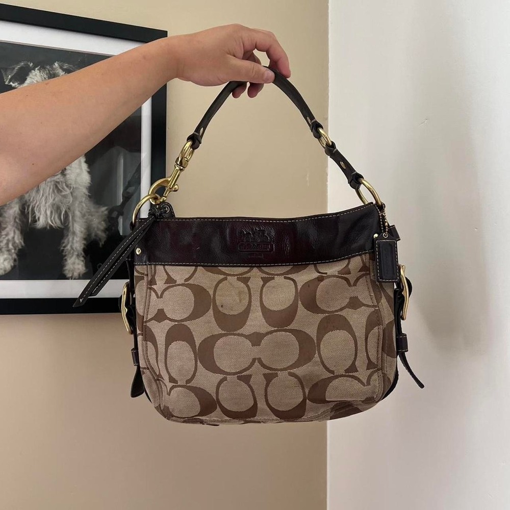 y2k 2000s signature c monogram Coach zoe hobo slouchy shoulder bag / handbag